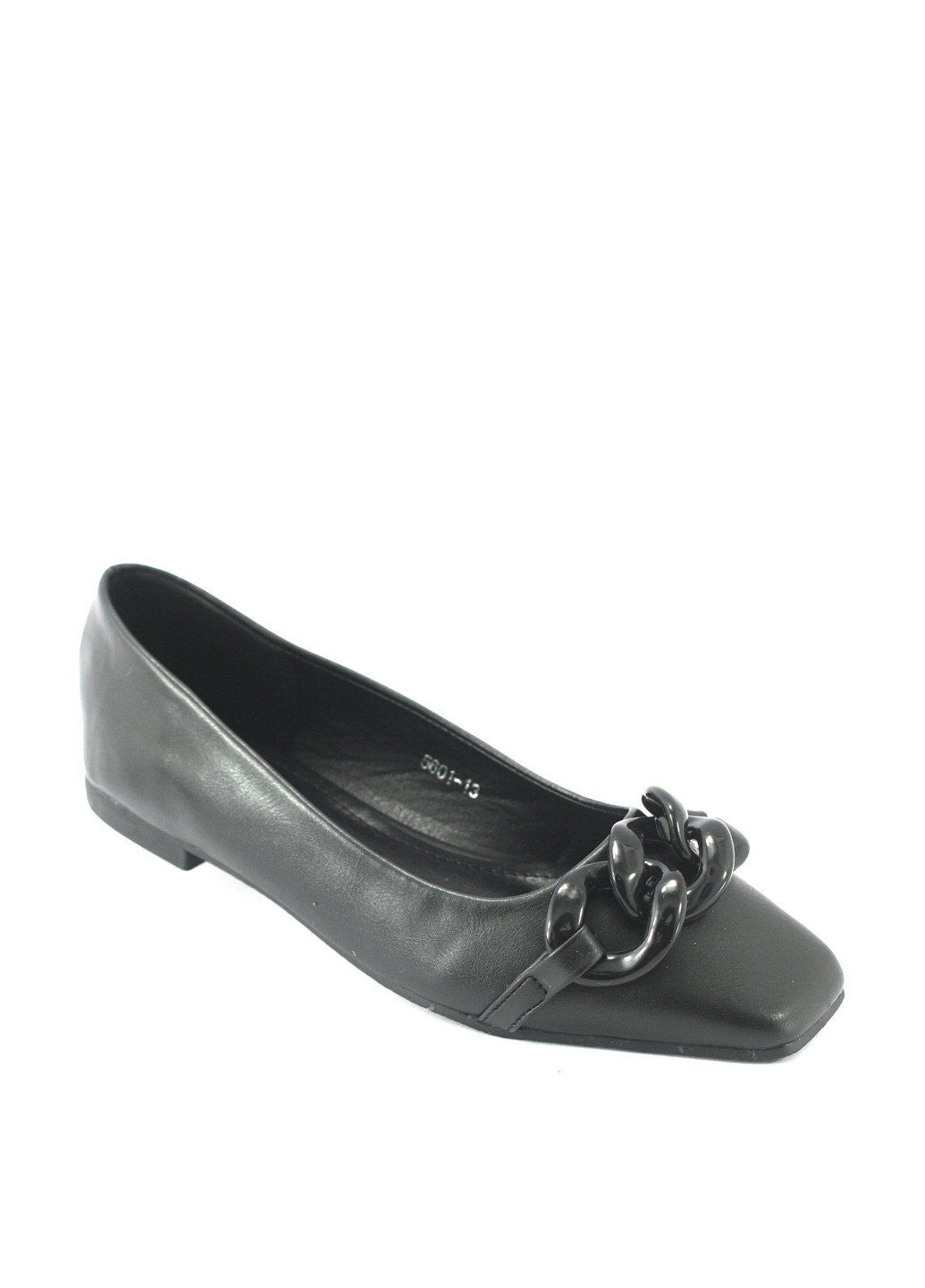 Женские балетки | чёрные однотонные цепочки искусственная кожа (322353739)