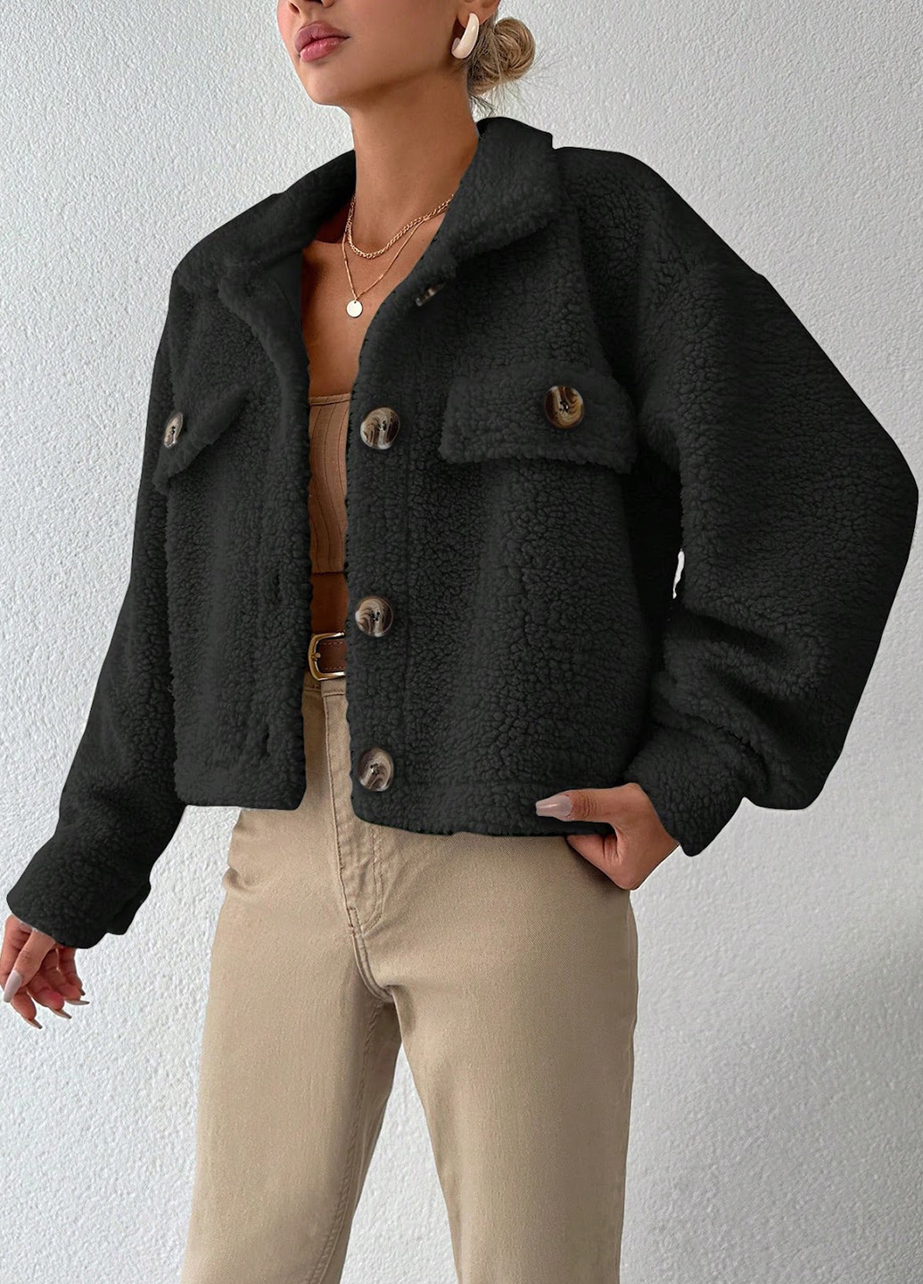 Чорна демісезонна куртка куртка-піджак SHEIN