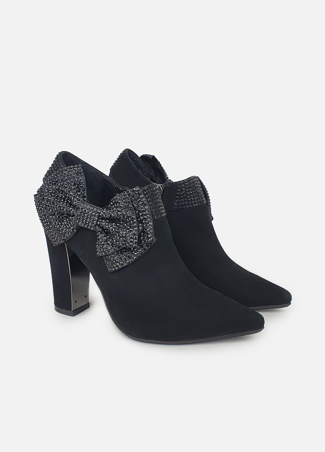 Женские туфли на высоком каблуке замшевые черные Maria Moro