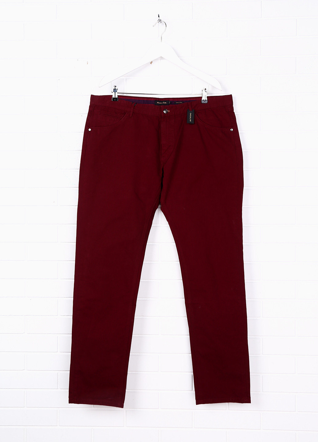 Бордовые кэжуал демисезонные брюки Massimo Dutti