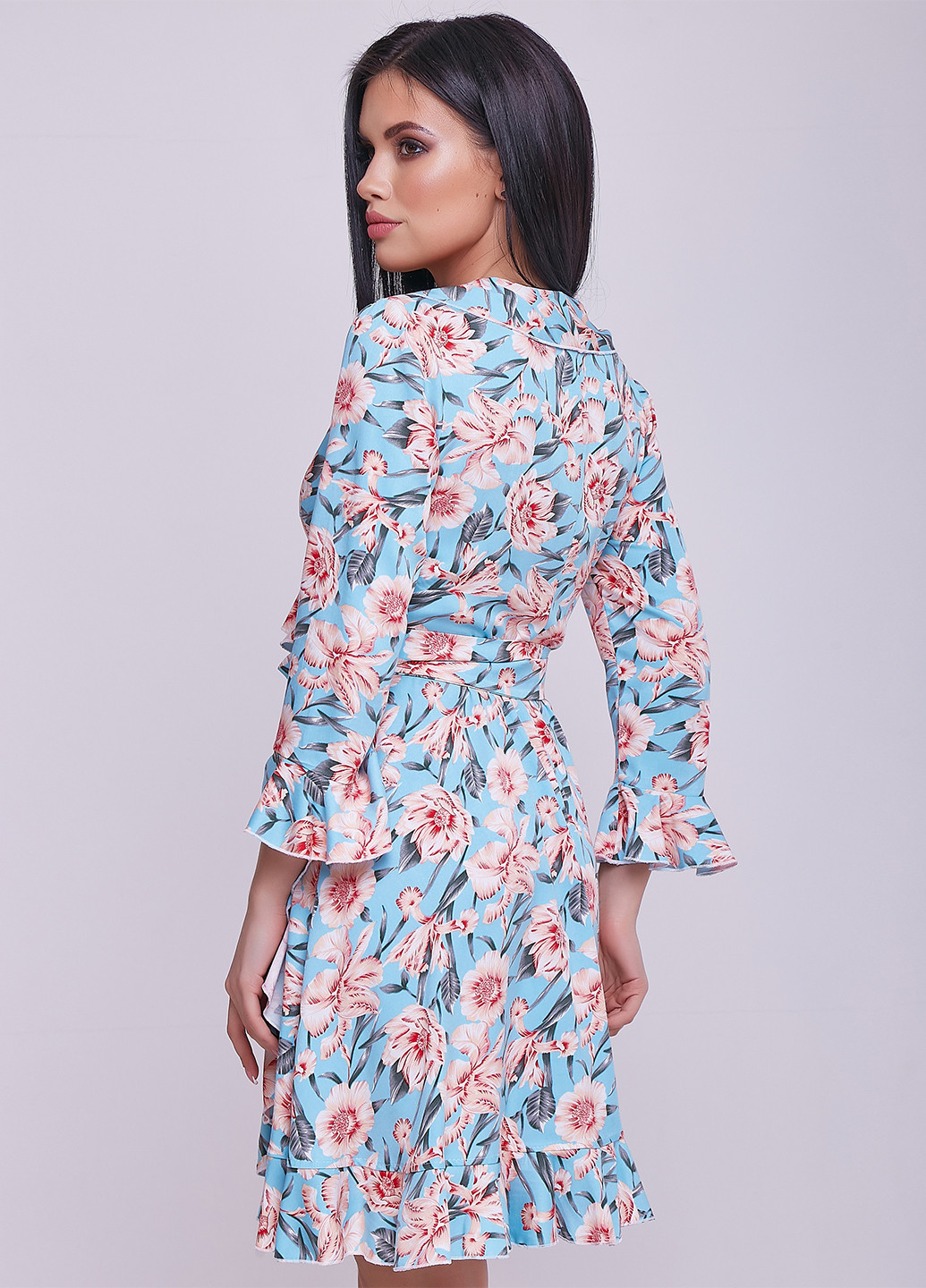 Голубое кэжуал платье ST-Seventeen с цветочным принтом