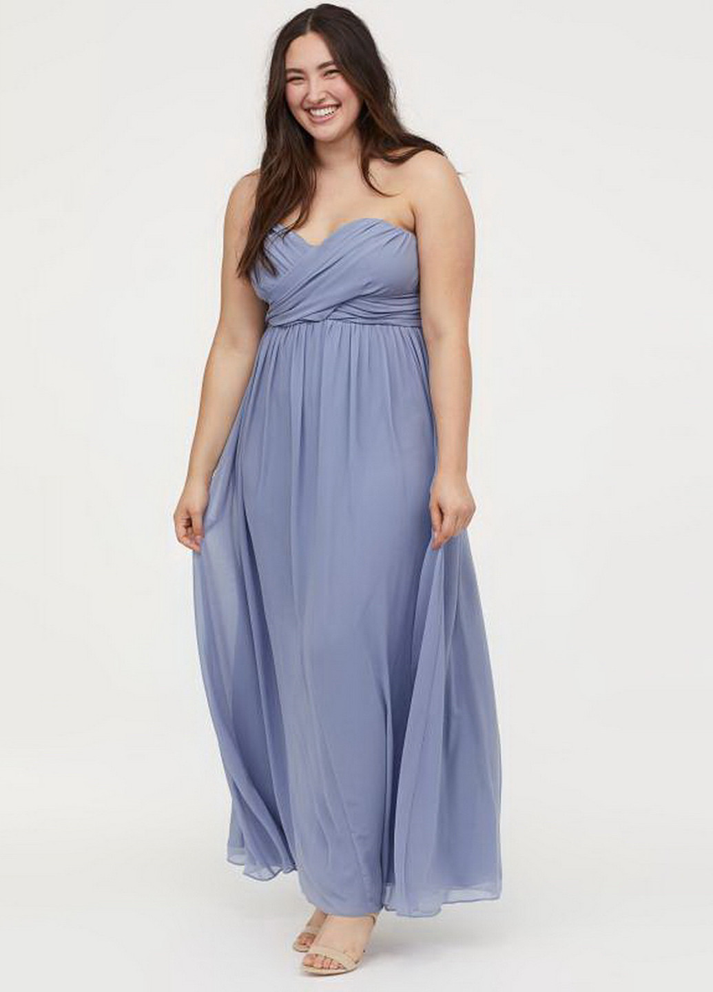 Синя кежуал сукня кльош, з відкритими плечима H&M однотонна