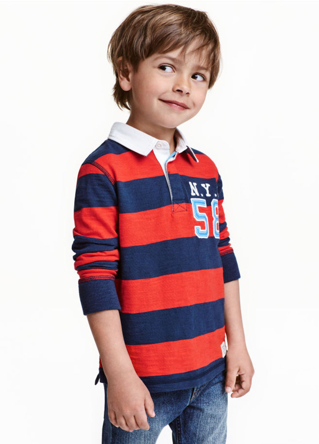 Цветная детская футболка-поло для мальчика H&M в полоску