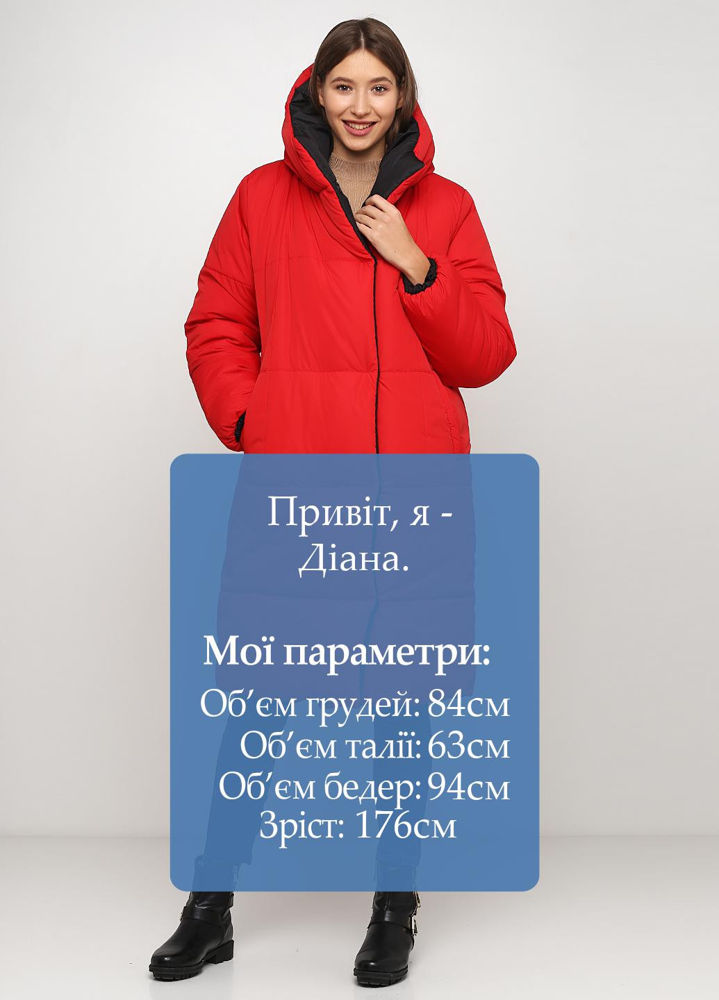 Красная зимняя куртка двусторонняя LORA ANGEL