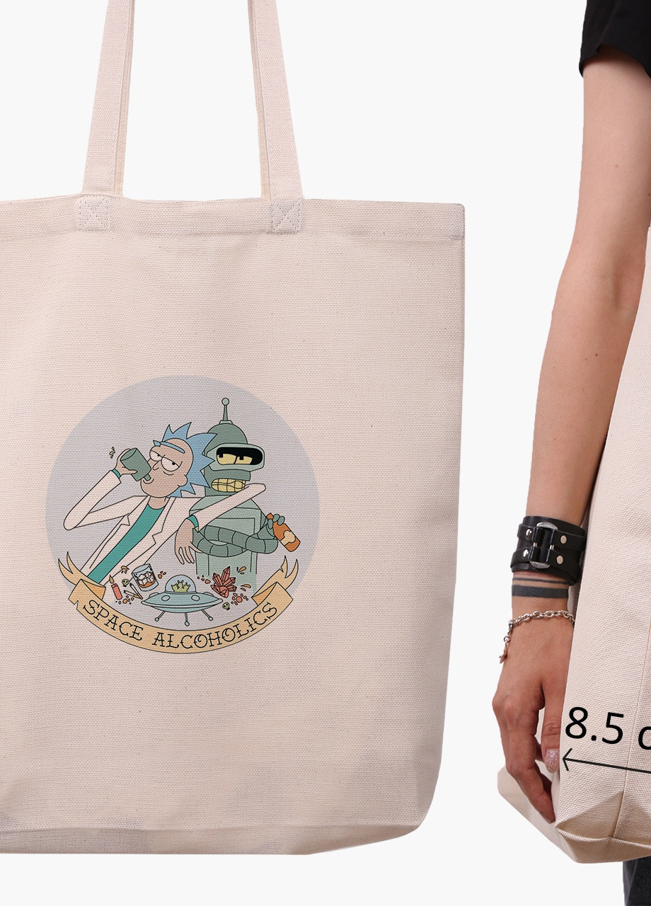 Эко сумка шоппер белая Рик и Морти и Футурама (Futurama and Rick and Morty) (9227-2081-WTD) Еко сумка шоппер біла 41*39*8 см MobiPrint (215977313)