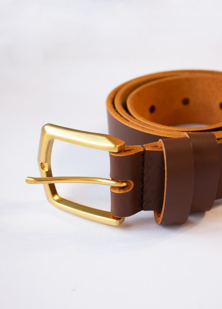 Ремень кожаный коньяк с латунной пряжкой SD Leather (256442852)