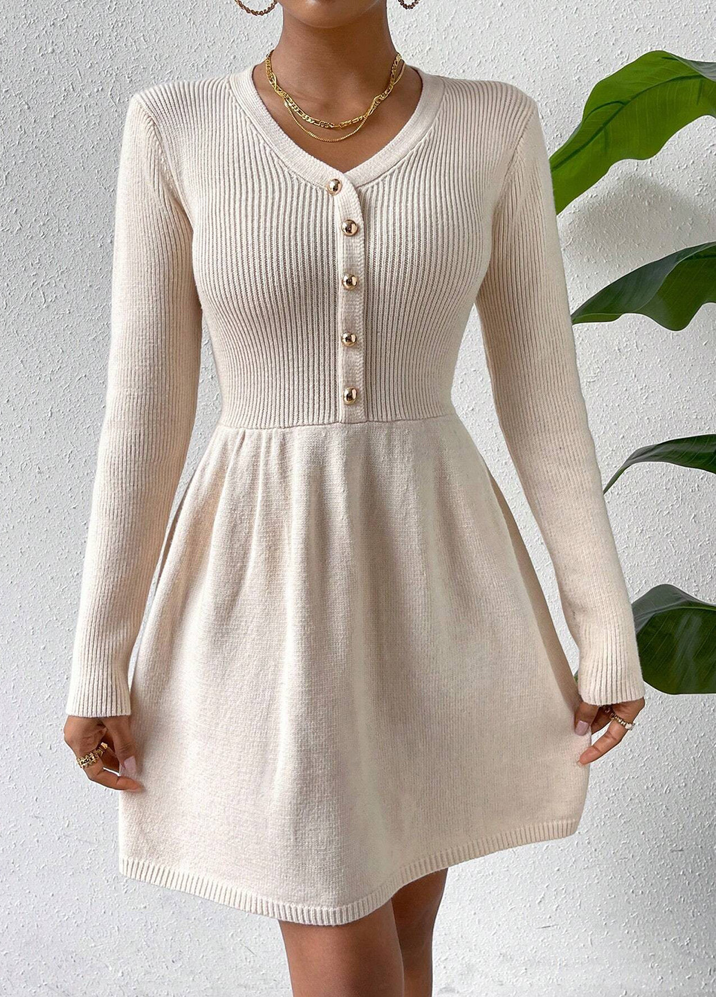 Бежева кежуал сукня SHEIN однотонна