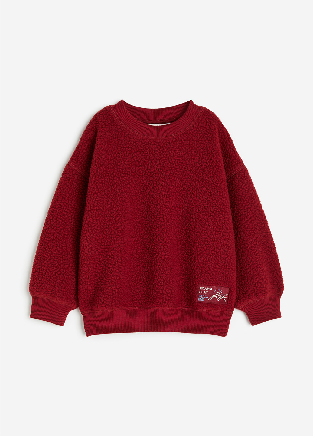 Темно-червоний світшот H&M однотонний нашивки (366737328)