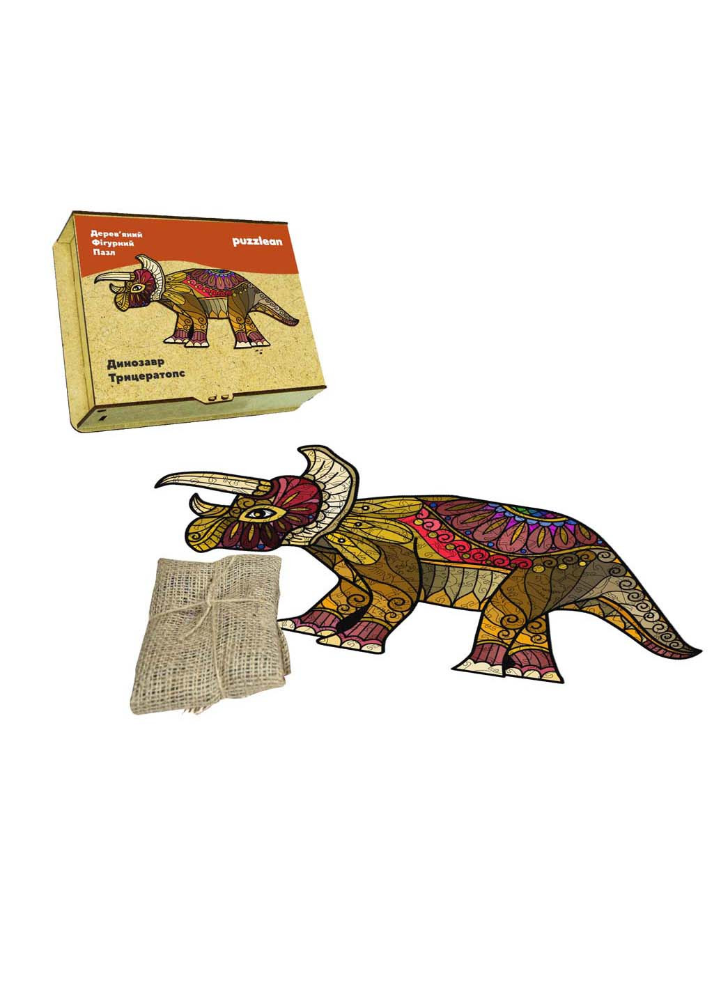 Пазл Динозавр Трицератопс А5 Puzzlean (253857271)