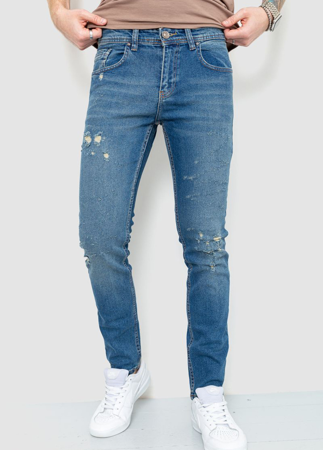 Темно-голубые демисезонные зауженные джинсы Ager