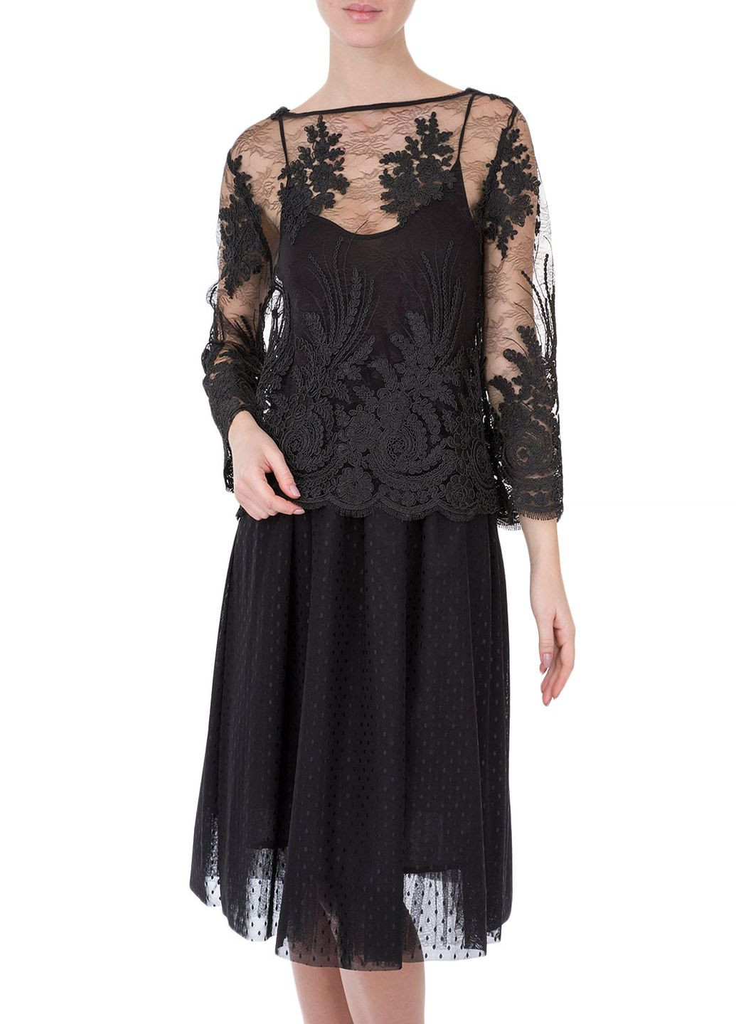 Черное вечернее платье Miss Miss однотонное