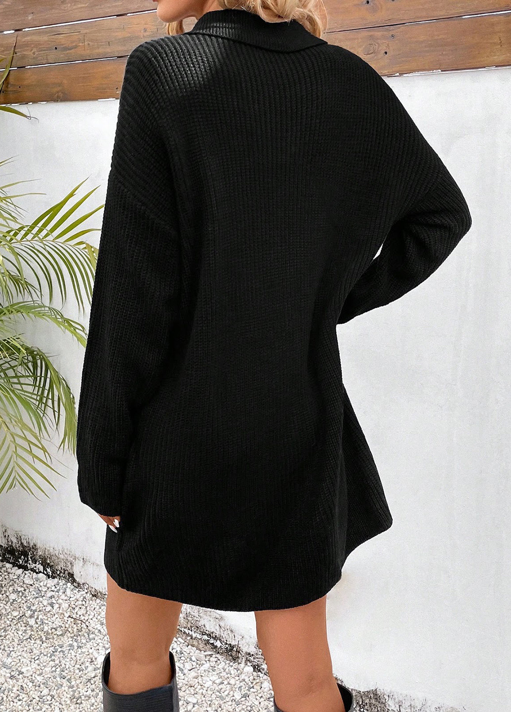 Чорна кежуал сукня сукня светр SHEIN однотонна