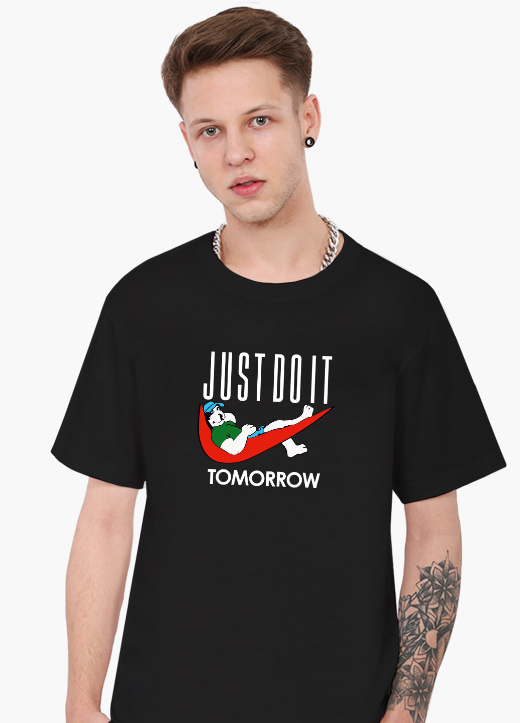 Черная футболка мужская просто сделай это завтра (just do it tomorrow) (9223-2007-1) xxl MobiPrint