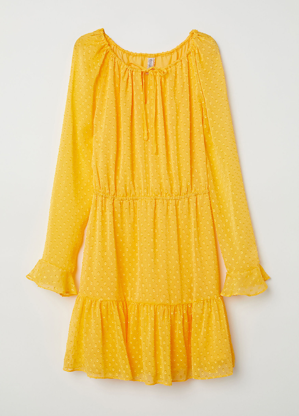 Желтое кэжуал платье H&M в горошек