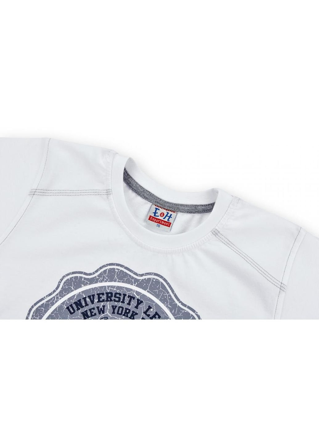 Белая демисезонная футболка детская "college" (4678-128b-white) E&H