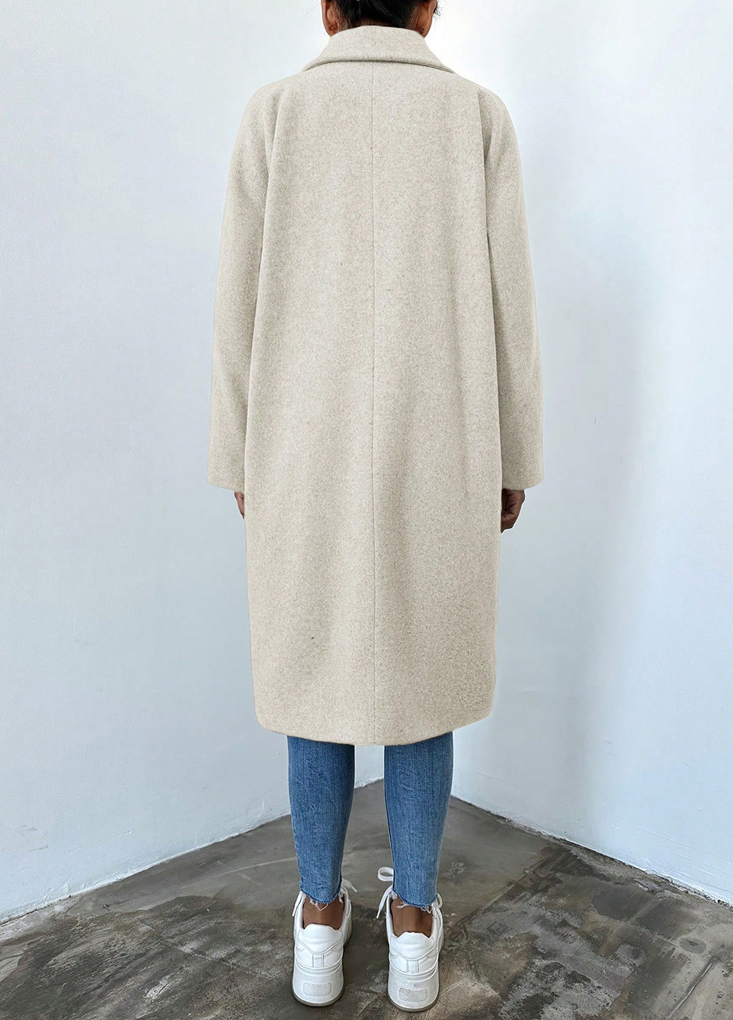 Кремове зимнє Пальто однобортне SHEIN