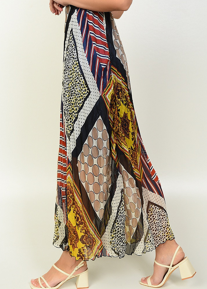 Разноцветная кэжуал с рисунком юбка AAA а-силуэта (трапеция)
