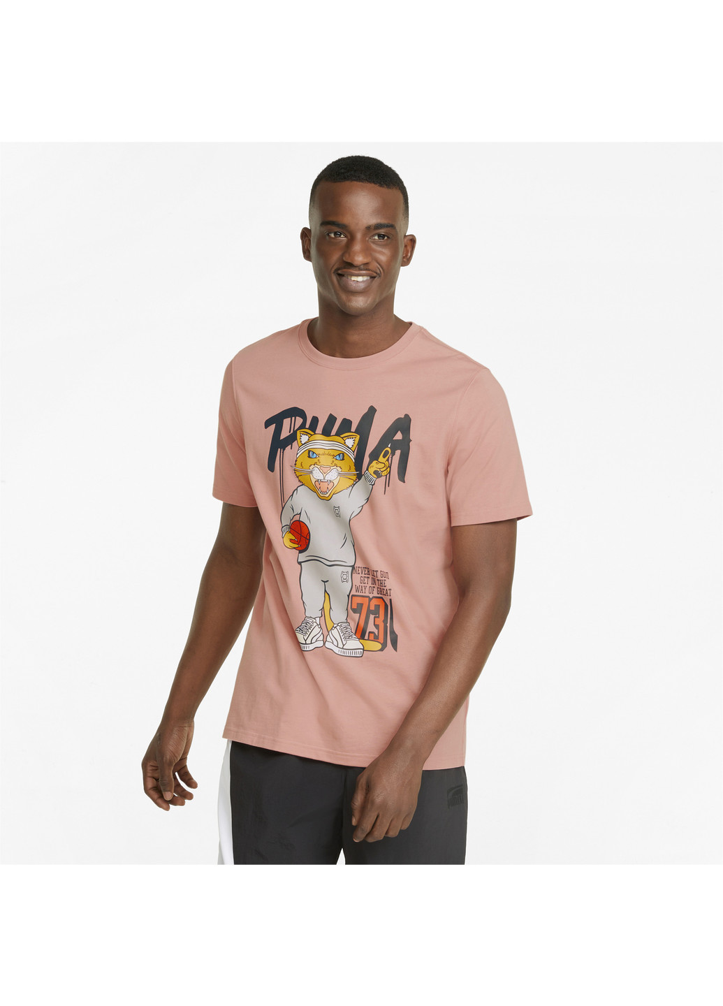 Футболка Dylan SS Tee 1 Puma однотонная розовая спортивная хлопок, полиэстер