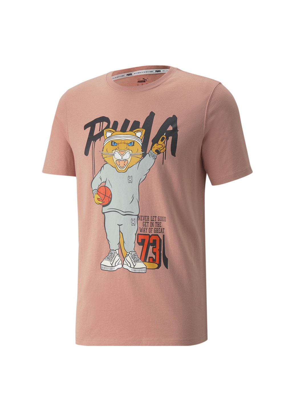 Футболка Dylan SS Tee 1 Puma однотонная розовая спортивная хлопок, полиэстер