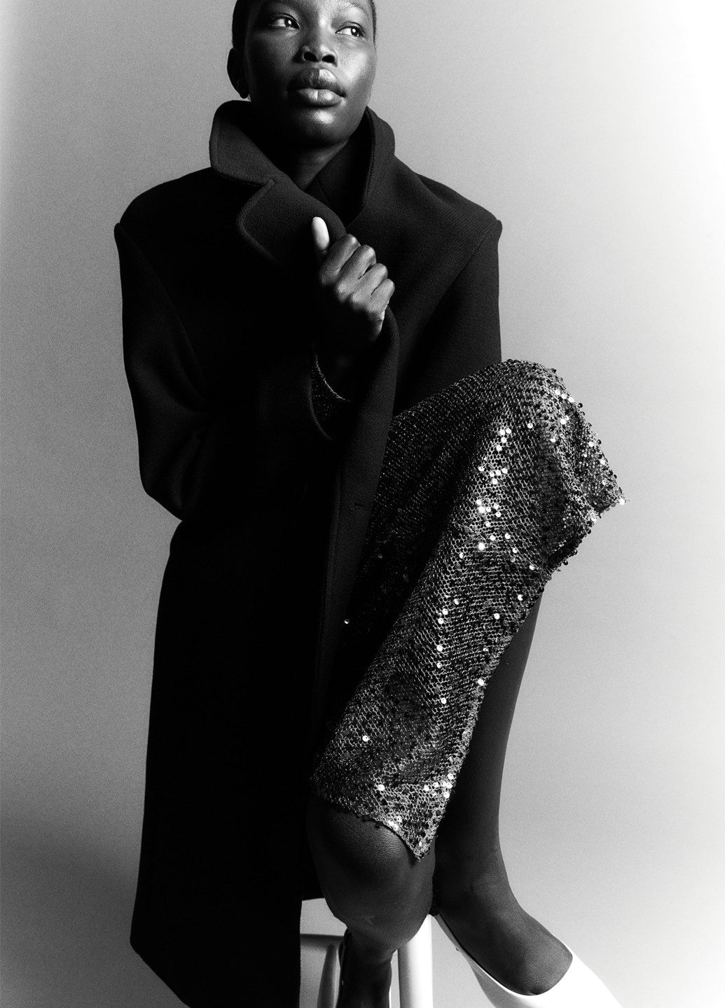 Чорне демісезонне Пальто двобортне H&M