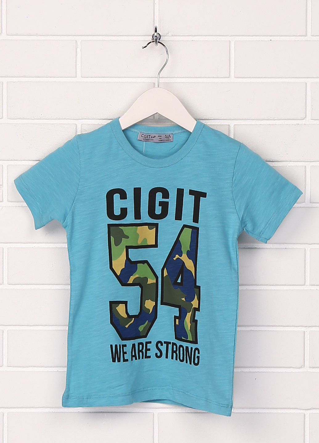 Темно-голубая летняя футболка с коротким рукавом Cigit