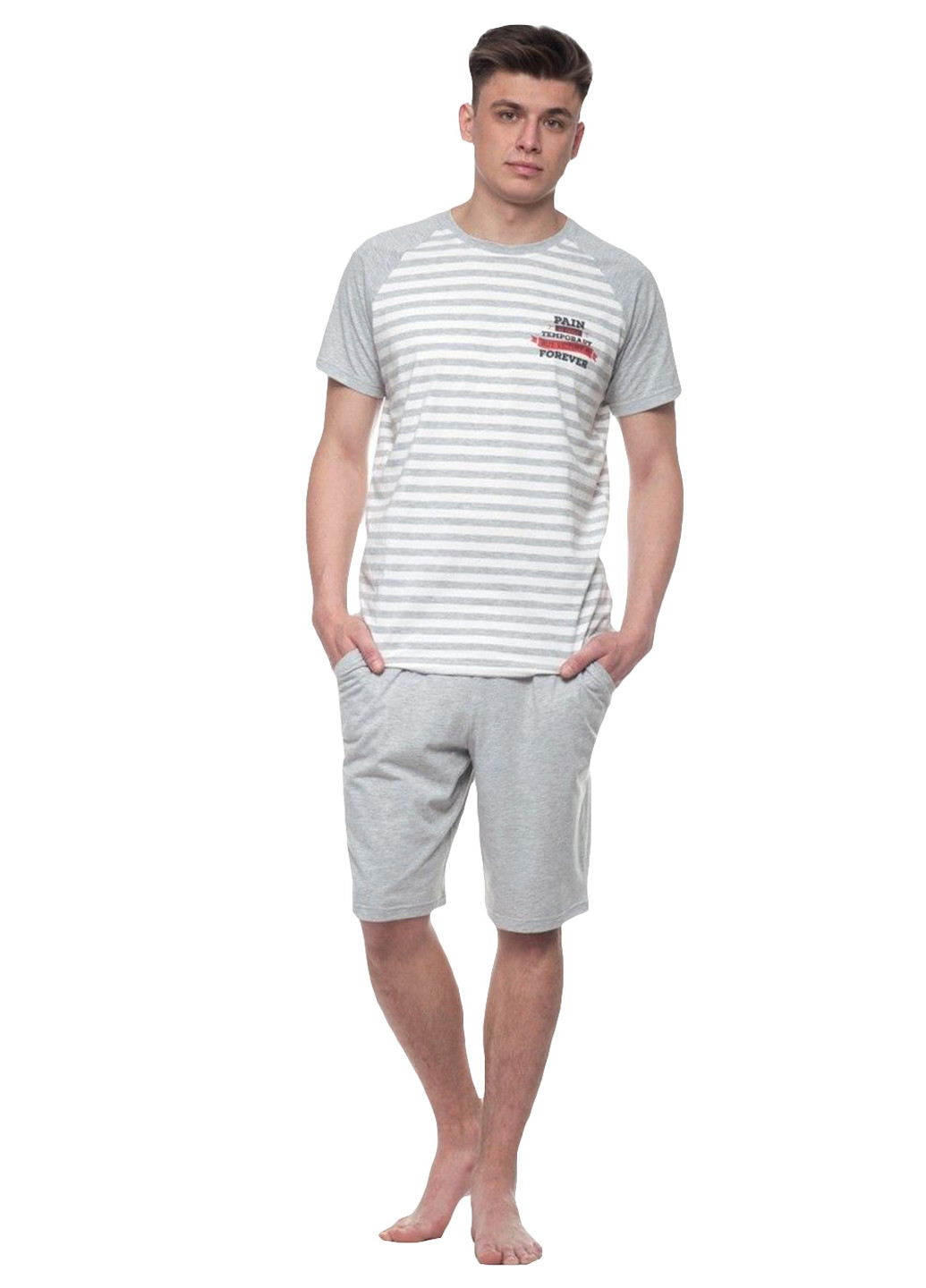 Серый демисезонный комплект (футболка, шорты) Ellen