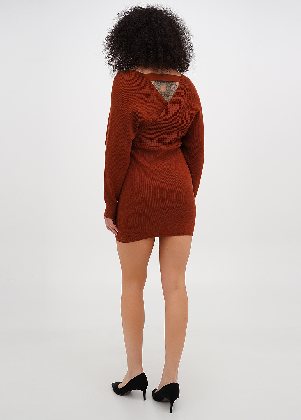 Світло-коричнева кежуал сукня сукня светр No Brand однотонна