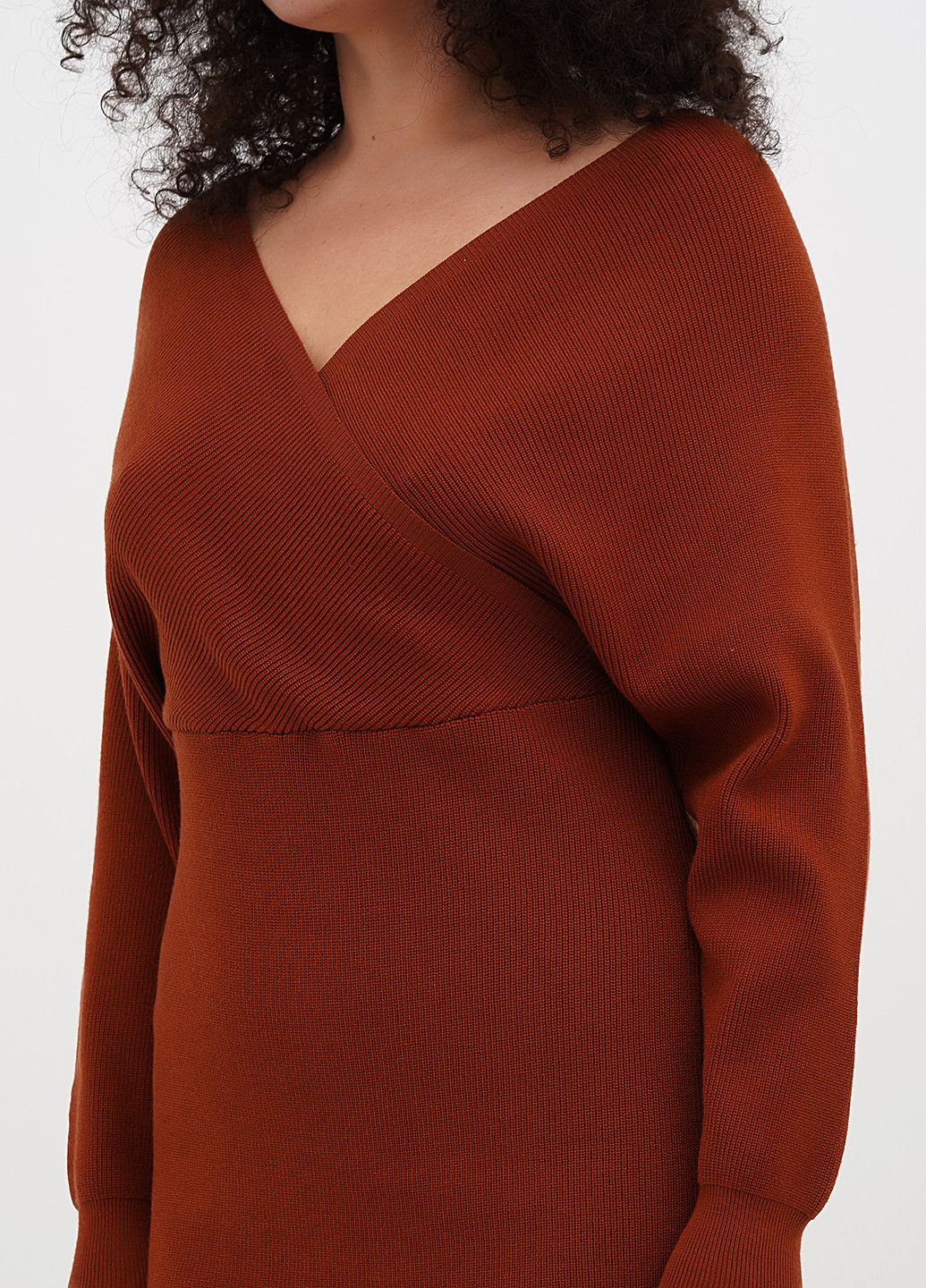 Світло-коричнева кежуал сукня сукня светр No Brand однотонна