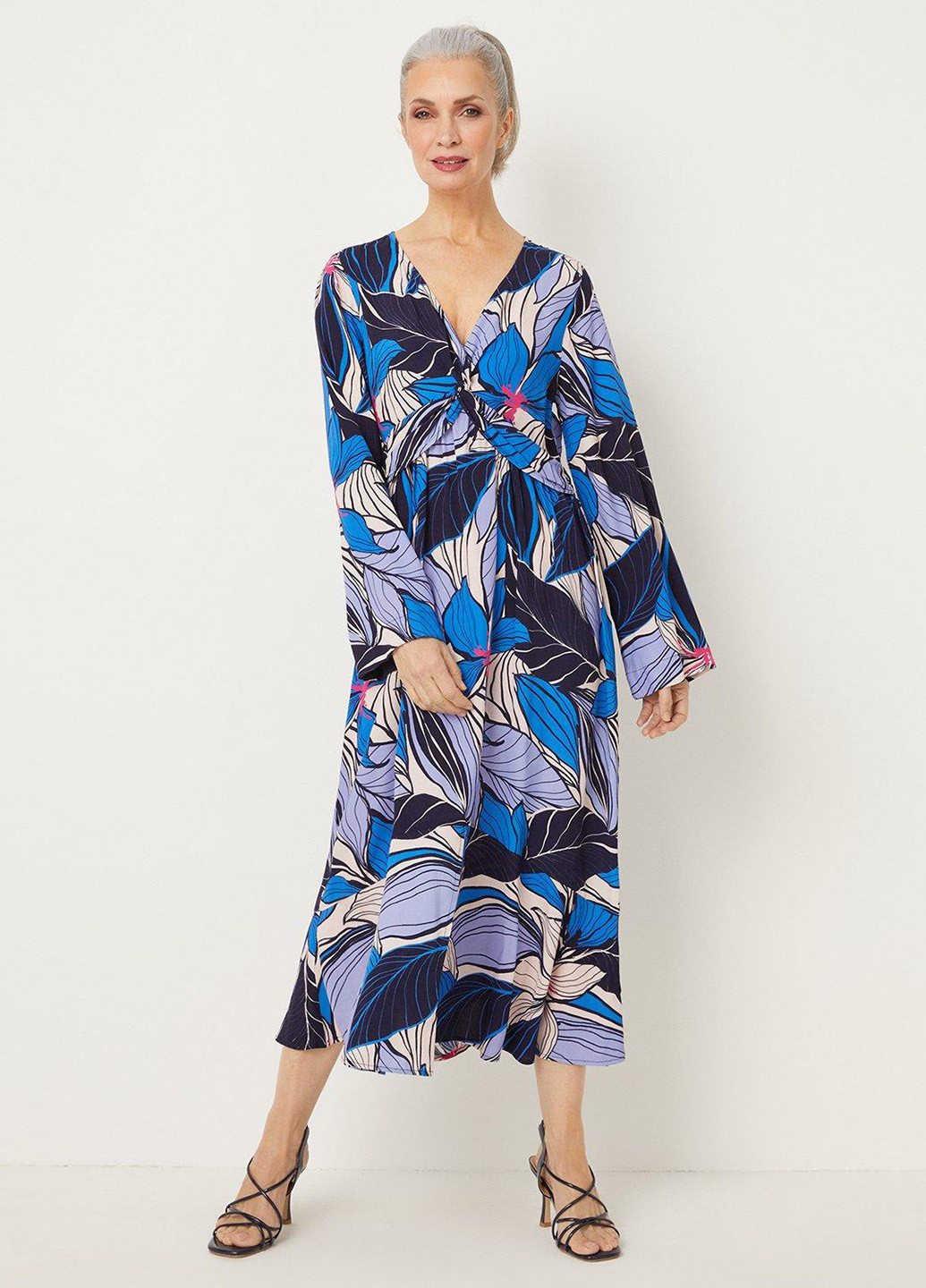 Синя кежуал сукня в стилі армпір Wallis з малюнком