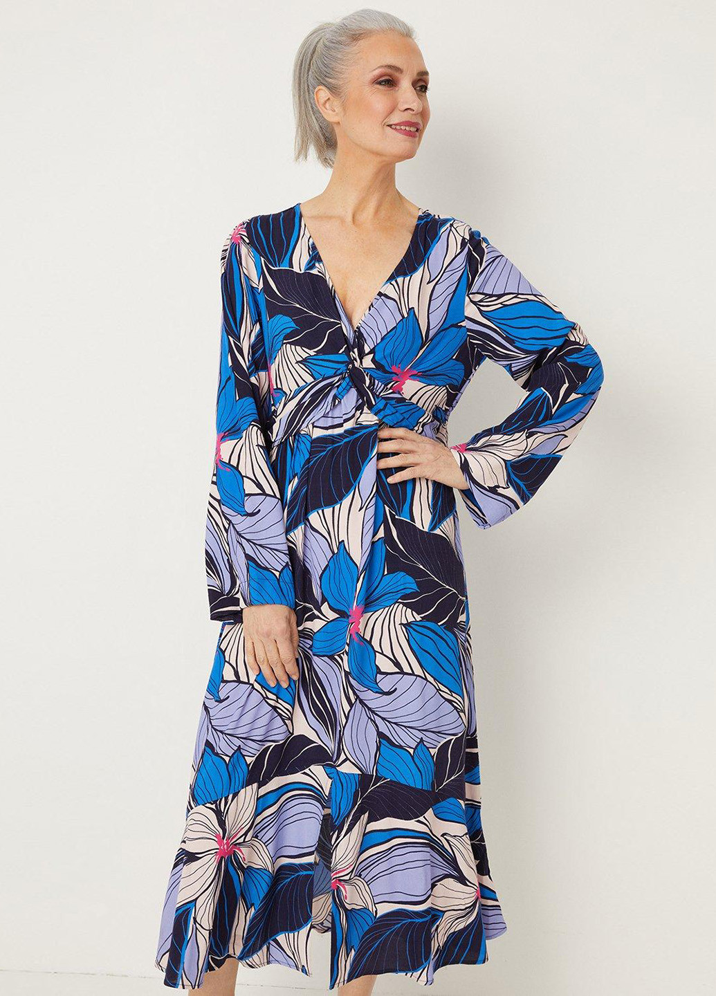 Синя кежуал сукня в стилі армпір Wallis з малюнком