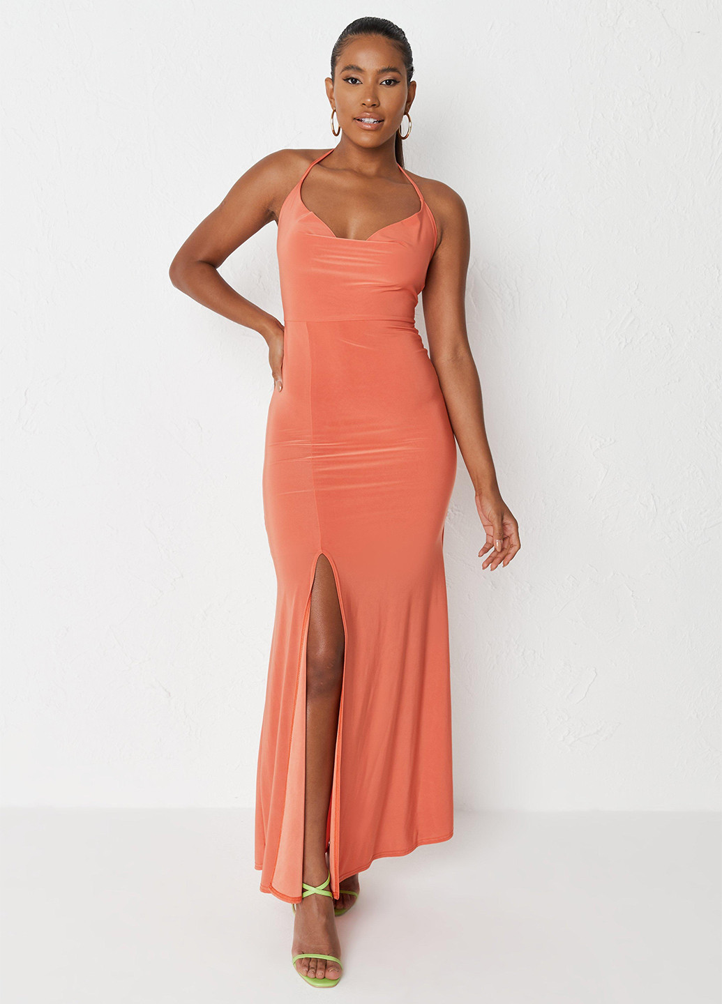 Оранжевое вечернее платье платье-комбинация Missguided однотонное
