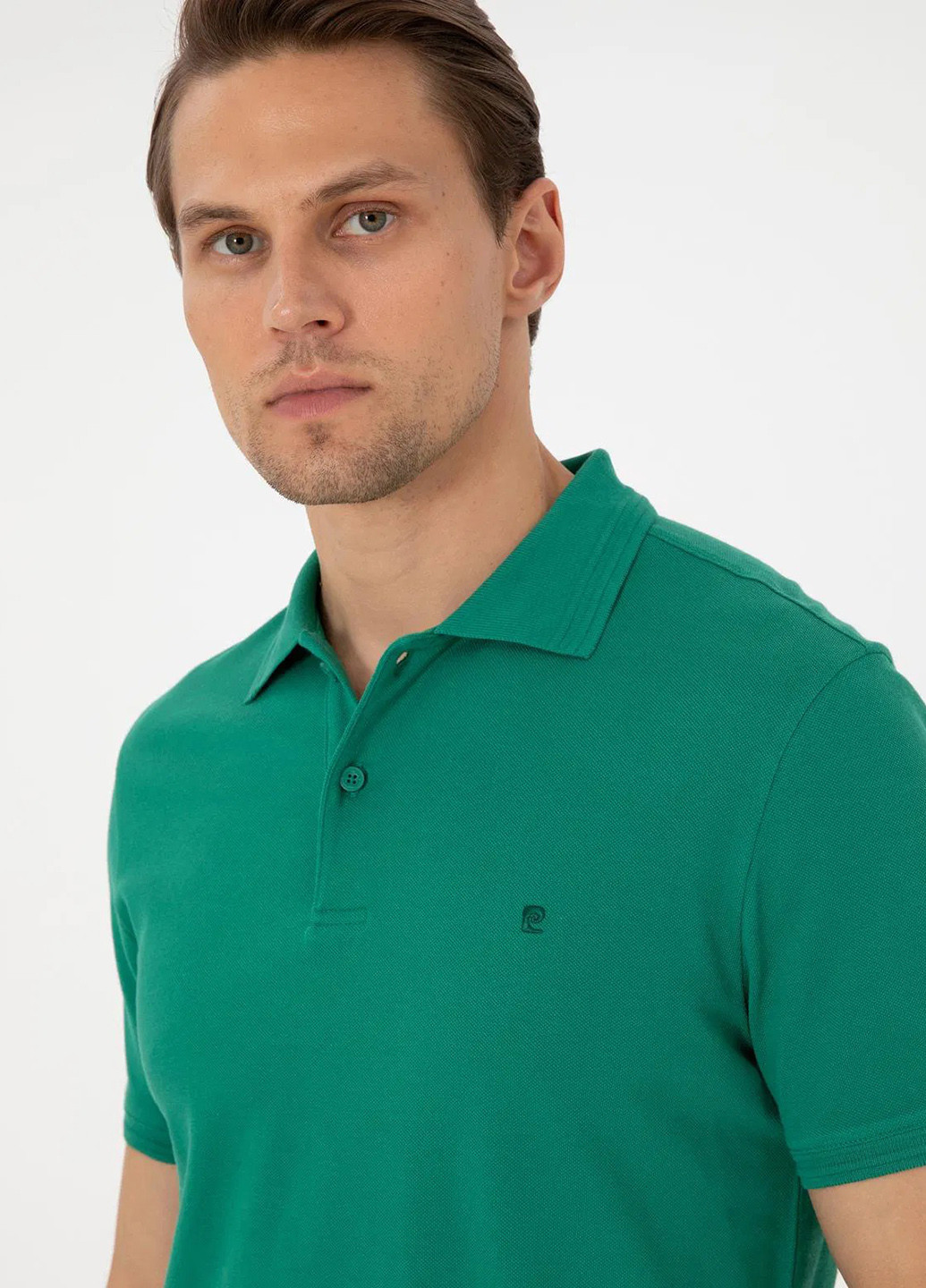 Зеленая футболка-поло для мужчин Pierre Cardin однотонная