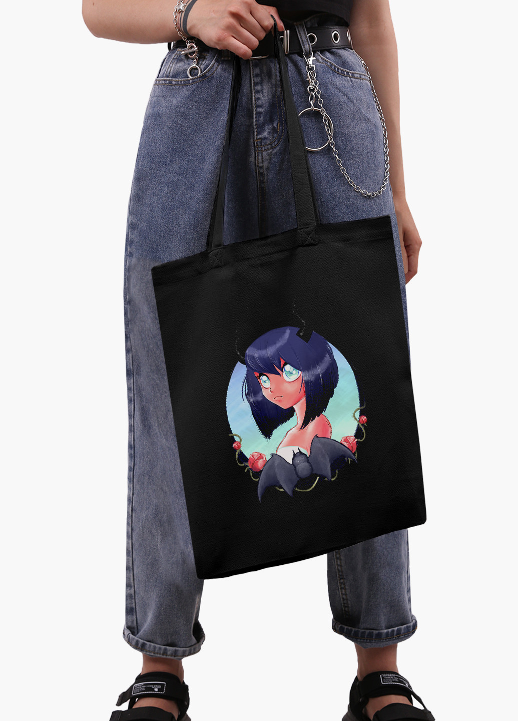 Эко сумка шоппер Девушка демон Аниме (Demon girl Anime) (9227-2837-BK) MobiPrint (236265650)