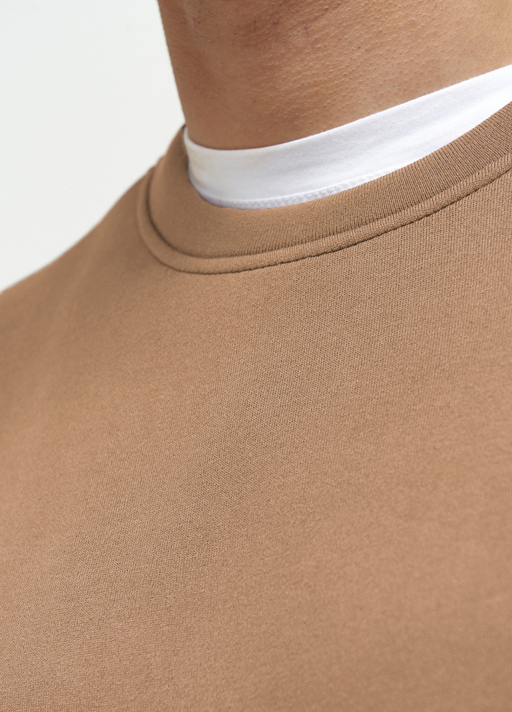 KASTA design свитшот базовый мужской на флисе однотонный коричневый кэжуал полиэстер, флис, хлопок
