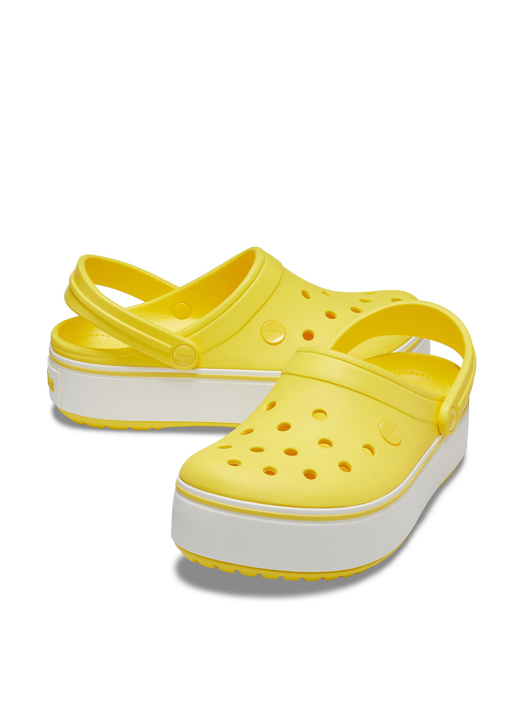 Желтые сабо Crocs на платформе с перфорацией