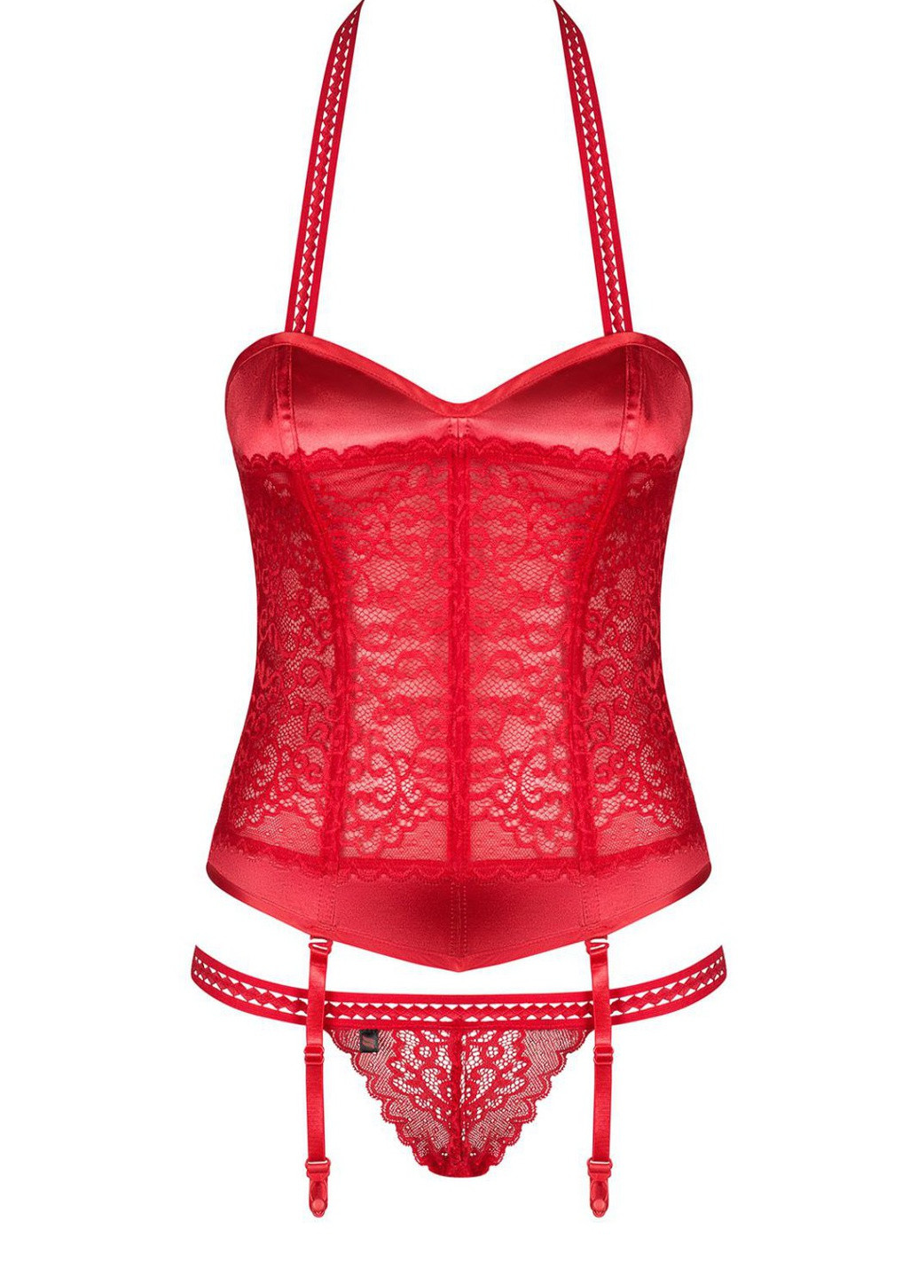 Червоний демісезонний корсет (корсет, стрінги) Obsessive