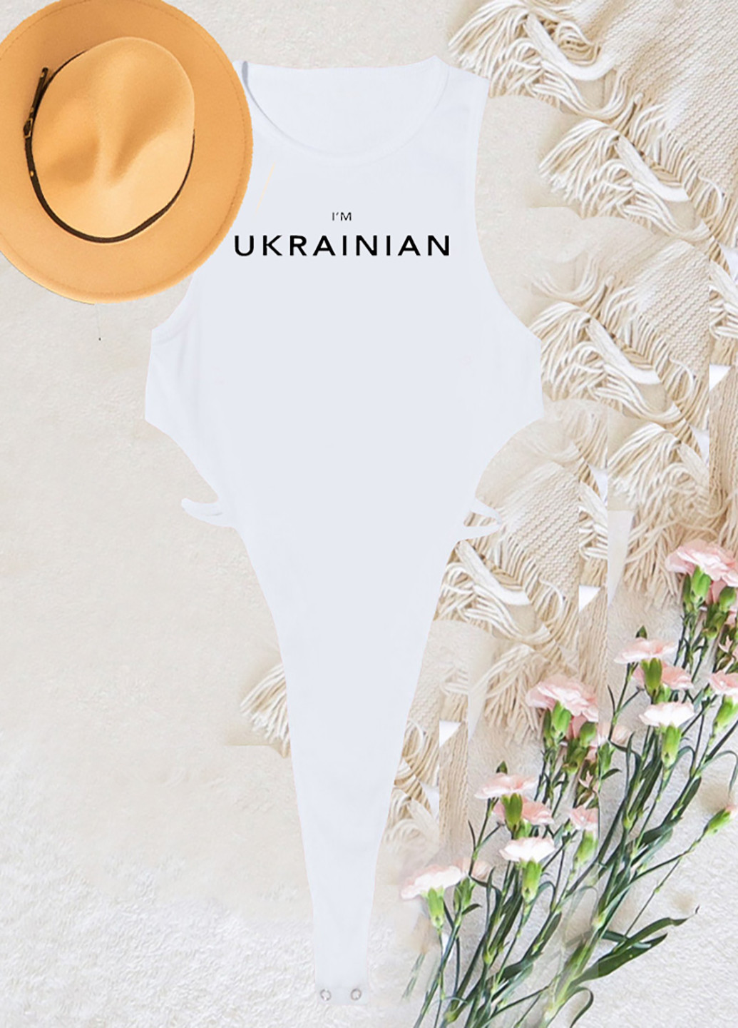 Боді біле I am Ukrainian Love&Live (253485090)