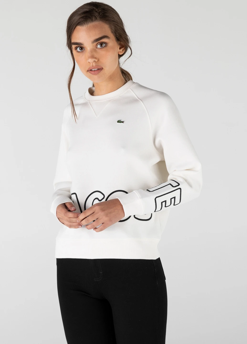 Білий світшот Lacoste логотип нашивки (276537825)