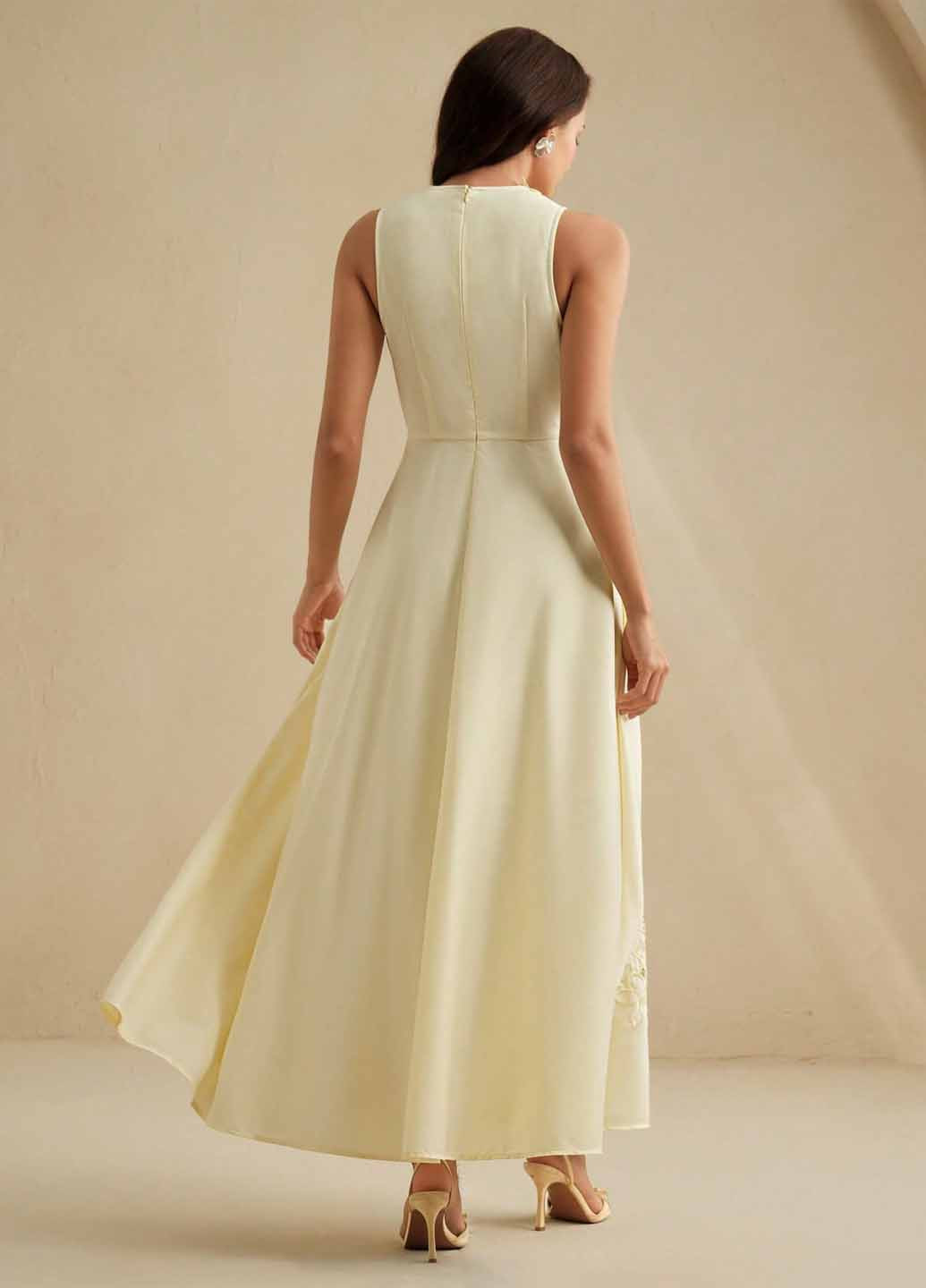 Світло-жовтий вечірня сукня а-силует SHEIN однотонна