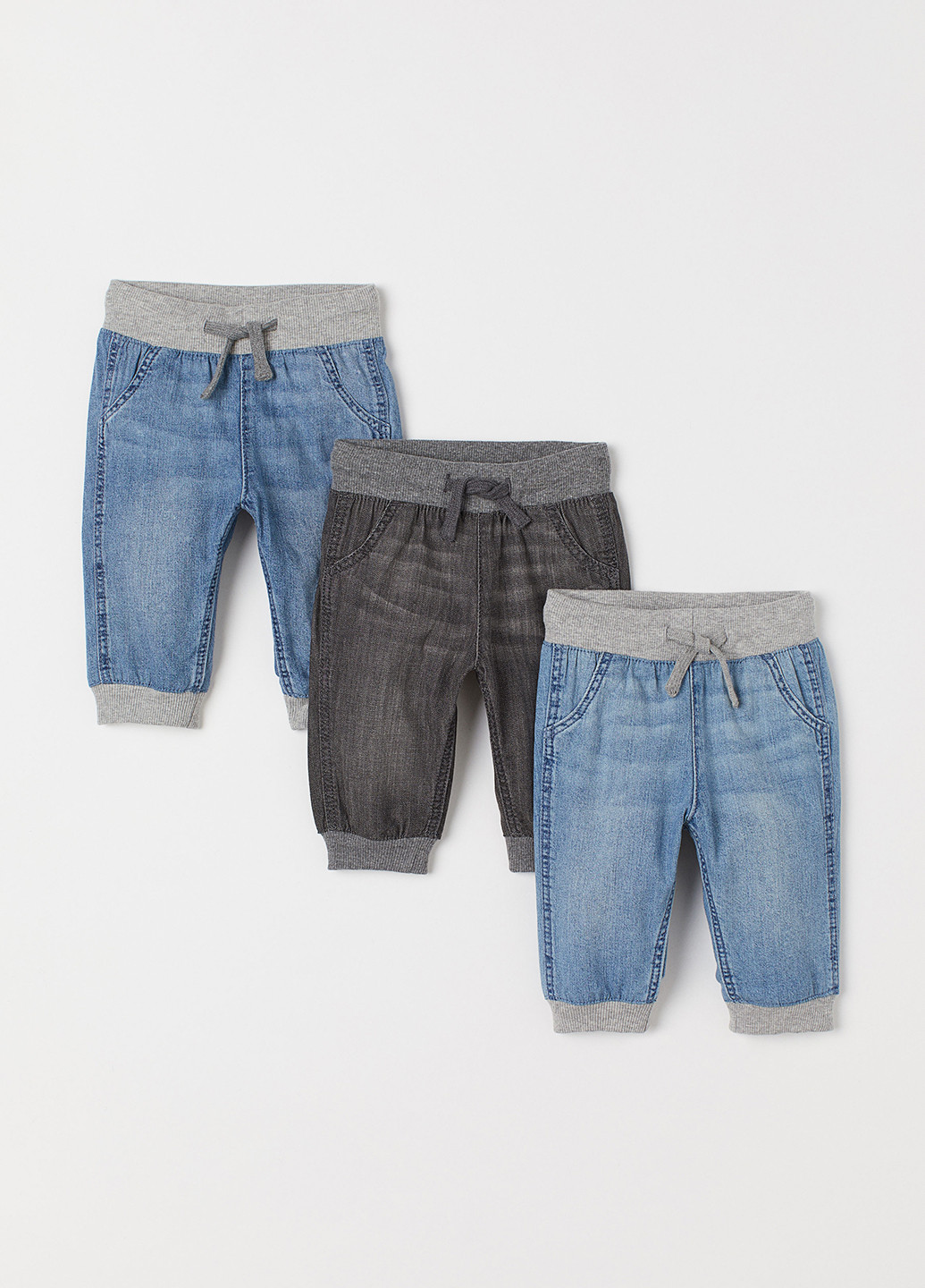 Комбинированные демисезонные джоггеры джинсы (3 шт.) H&M