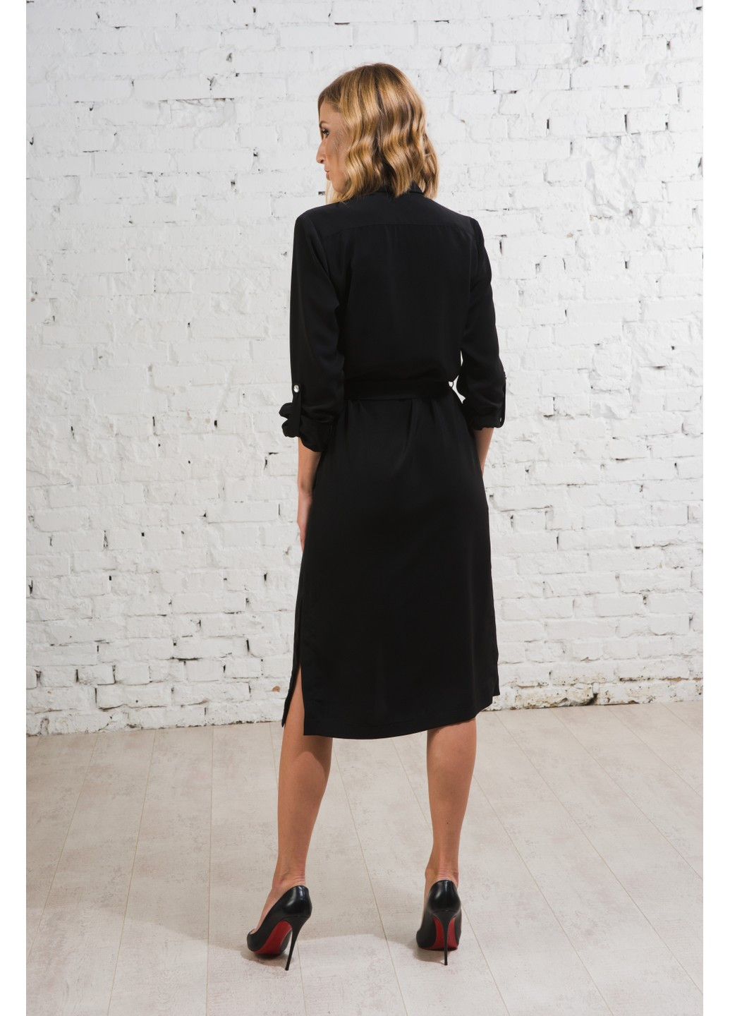 Чорна повсякденний сукня-сорочка сорочка BYURSE однотонна