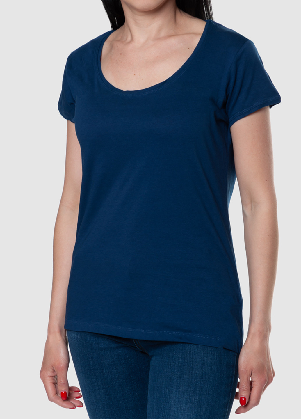 Синяя летняя футболка женская к/р Arber