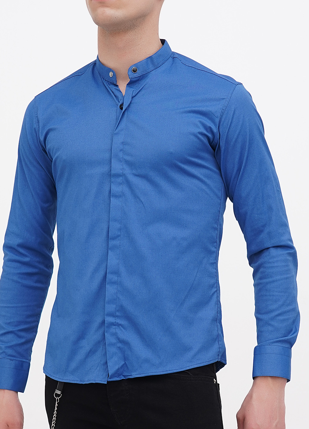 Синяя кэжуал рубашка однотонная Ruff
