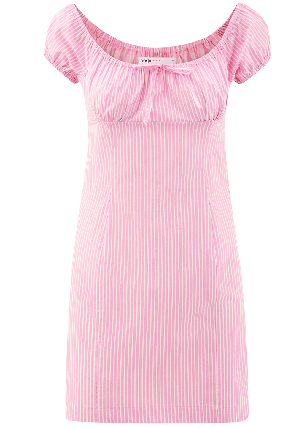 Розовое кэжуал платье Oodji в полоску