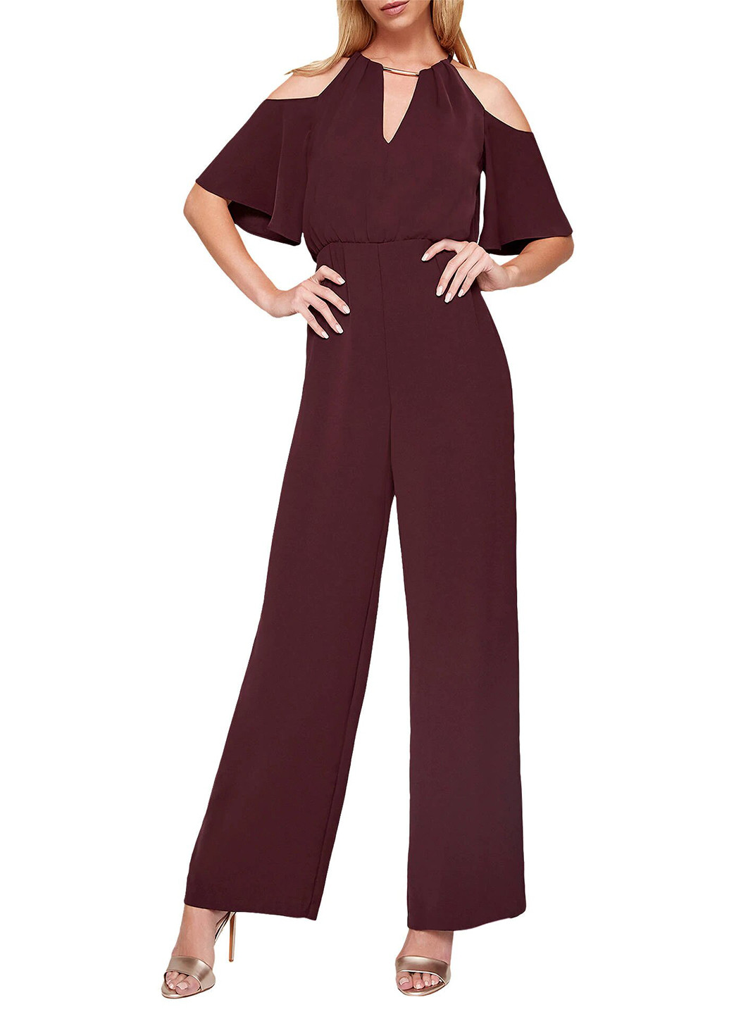 Комбинезон Damsel in a Dress комбинезон-брюки однотонный бордовый кэжуал полиэстер