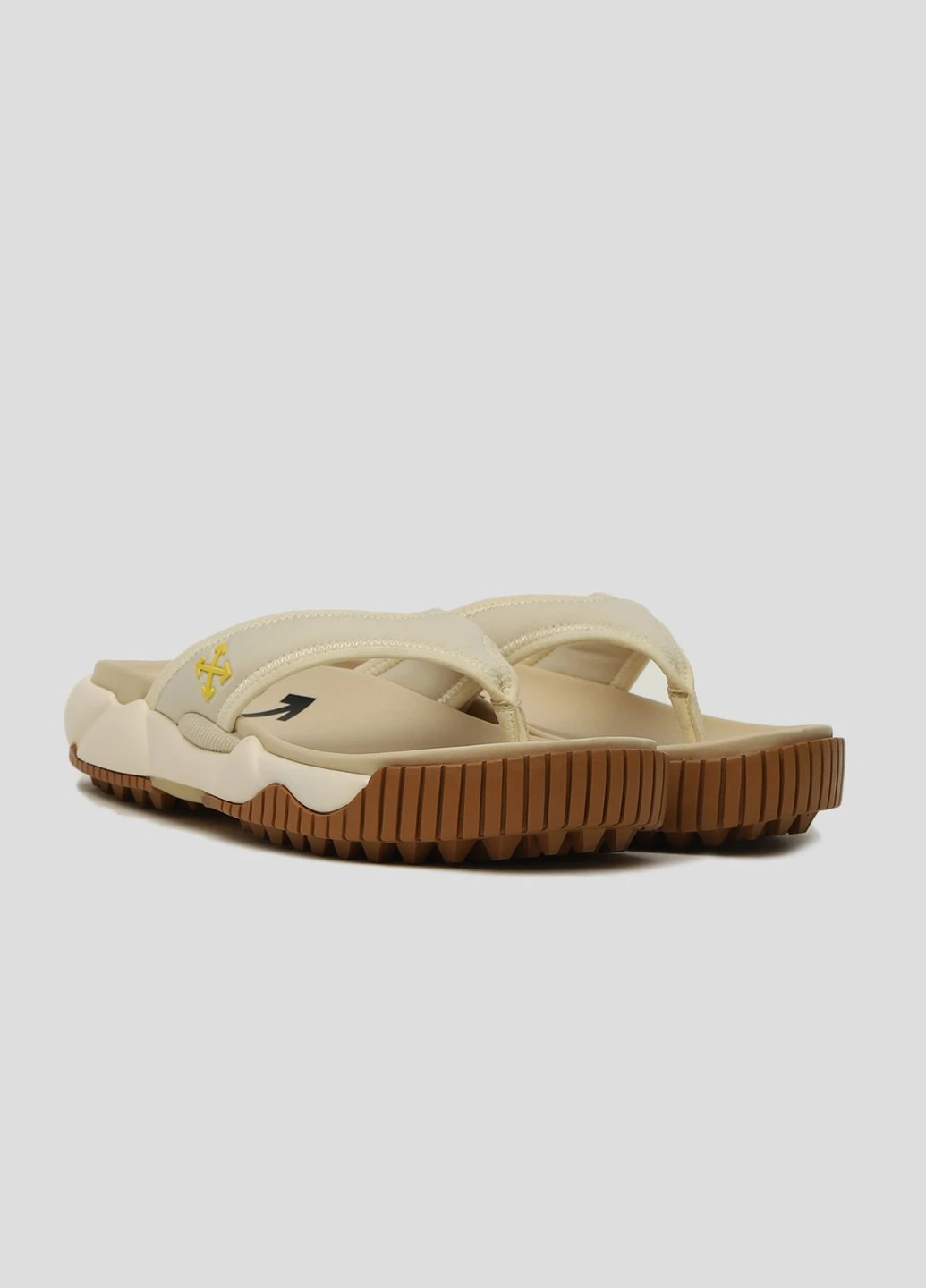 Бежевые пляжные бежевые шлепанцы из кожи Off-White
