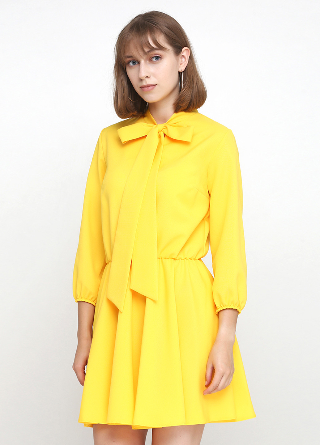 Желтое кэжуал платье клеш Podium однотонное
