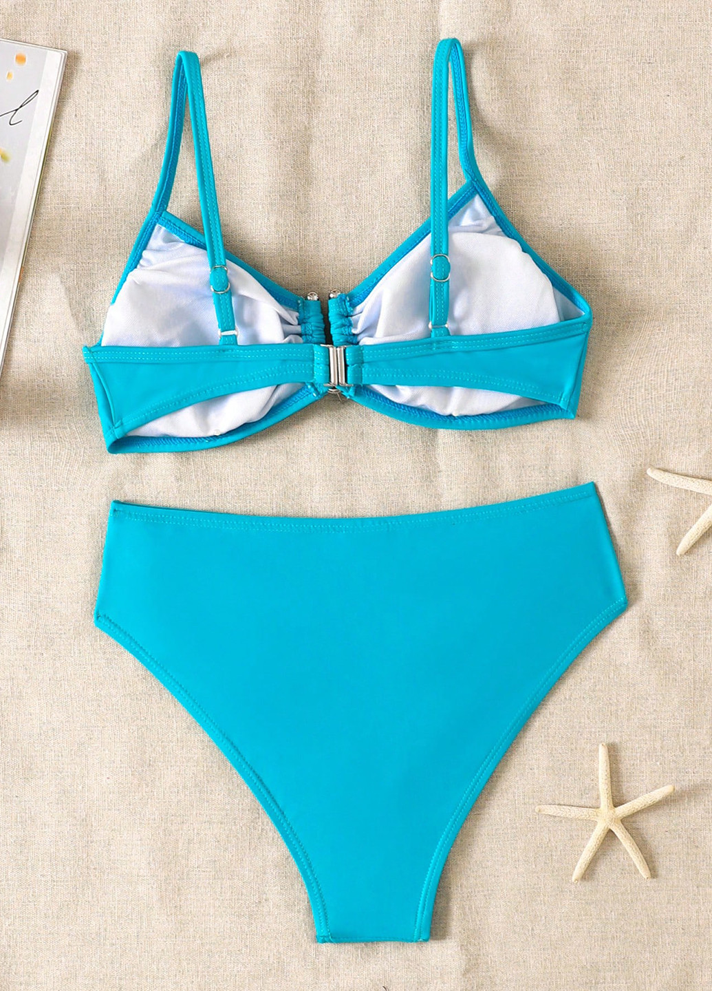 Бірюзовий демісезонний купальник (ліф, трусики) балконет, роздільний SHEIN