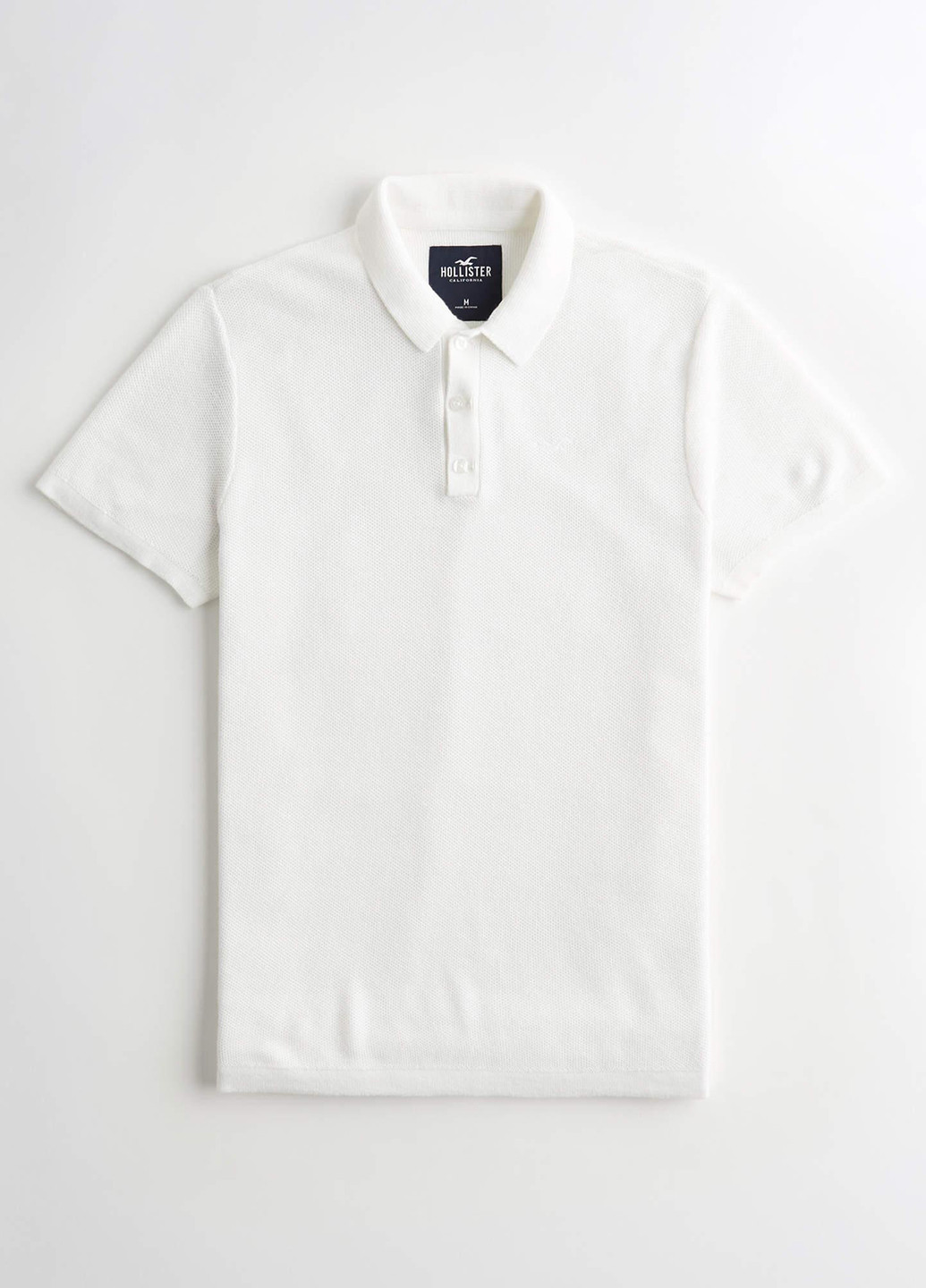Белая футболка-поло для мужчин Hollister однотонная