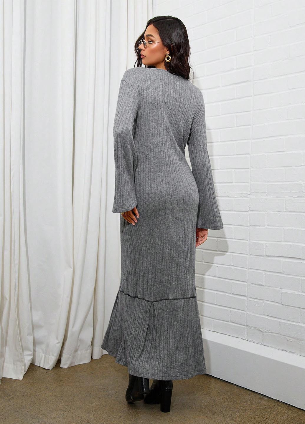 Сіра кежуал сукня годе SHEIN однотонна